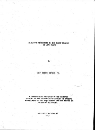 Narrative techniques in the short stories of Juan Rulfo