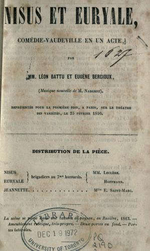 Nisus et Euryale, comédie-vaudeville en un acte