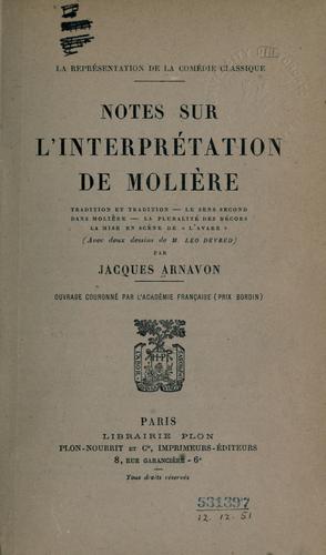 Notes sur l'interprétation de Molière