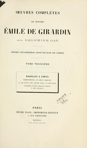 Oeuvres complètes de Madame Emile de Girardin, née Delphine Gay