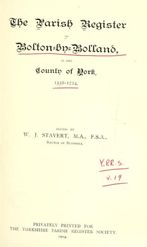 The parish register of Bolton-by-Bolland, in the countyof York