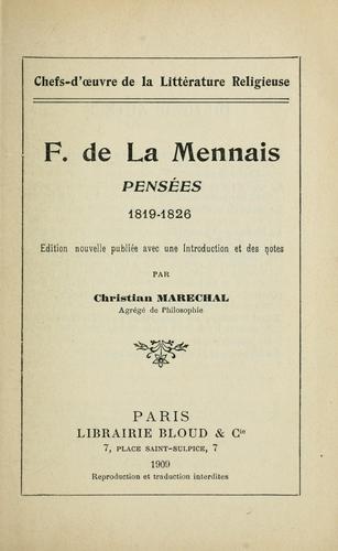 Pensées 1819-1826