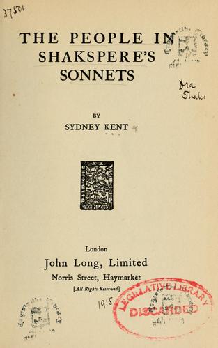 The people in Shakspere's sonnets