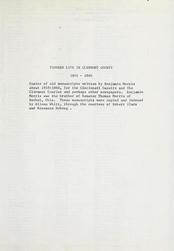 Pioneer life in Clermont County