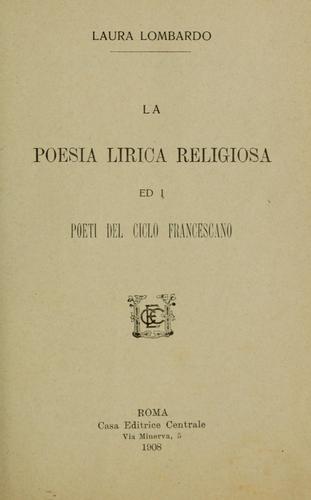 Poesia lirica religiosa ed i poeti del ciclo francescano