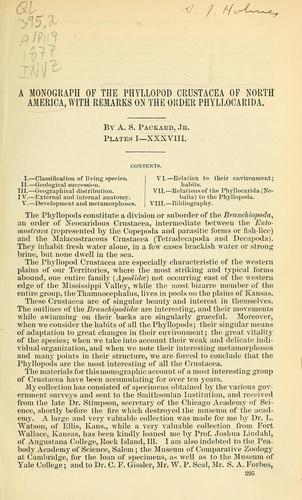 A monograph of the phyllopod crustacea of North America, with remarks on the order of phyllocarida