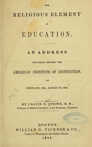 The religious element in education