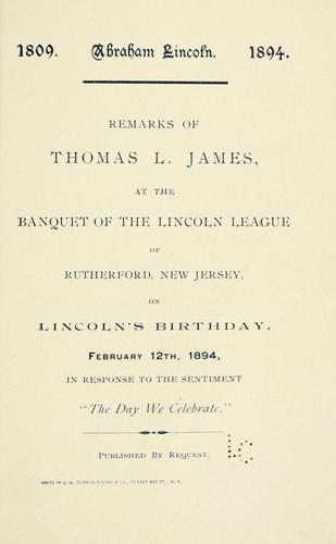 Remarks of Thomas L. James