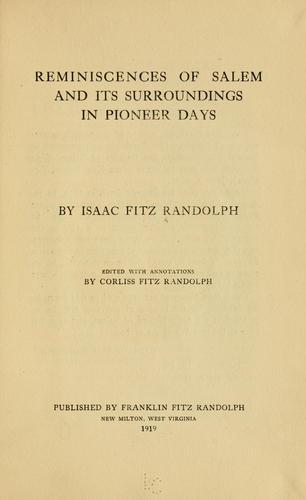 Reminiscences of Salem and its surroundings in pioneer days