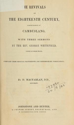 The revivals of the eighteenth century