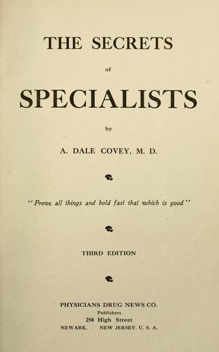 The secrets of specialists