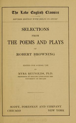 Selections from the poems and plays of Robert Browning