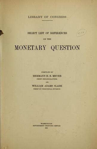 Select list of references on the monetary question