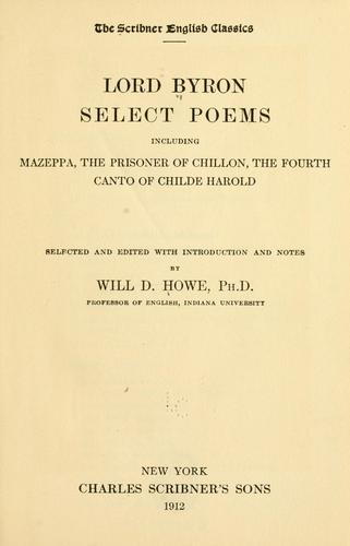 Select poems, including Mazappa, The prisoner of Chillon