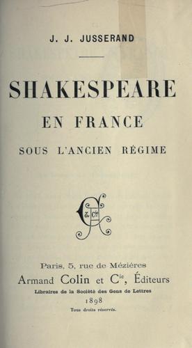 Shakespeare en France sous l'ancien régime