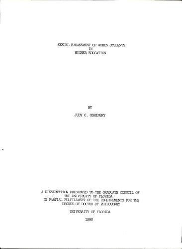 Sexual harassment of women students in higher education