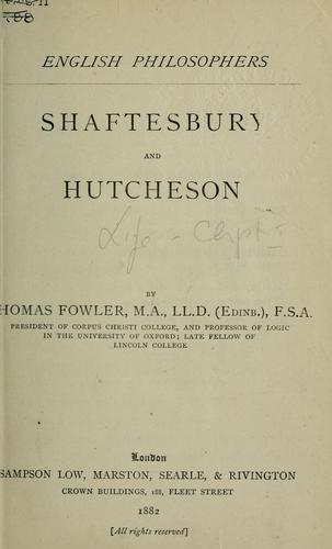 Shaftesbury and Hutcheson