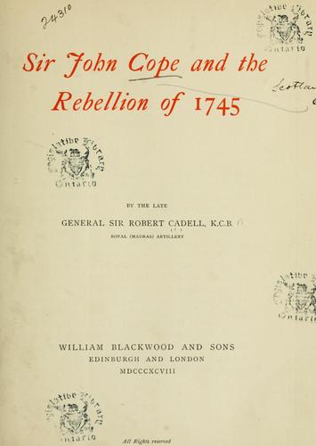 Sir John Cope and the Rebellion of 1745