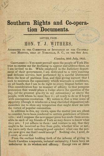 Southern rights and co-operation documents
