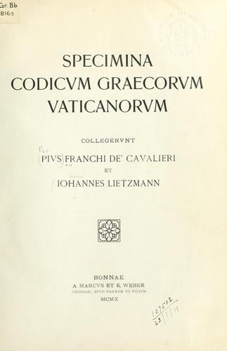 Specimina codicum graecorum Vaticanorum