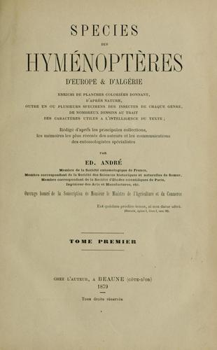 Species des hyménoptères d'Europe & d'Algérie