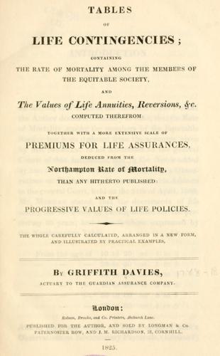 Tables of life contingencies