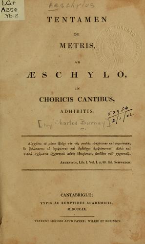 Tentamen de metris ab Aeschylo in choricis cantibus adhibitis