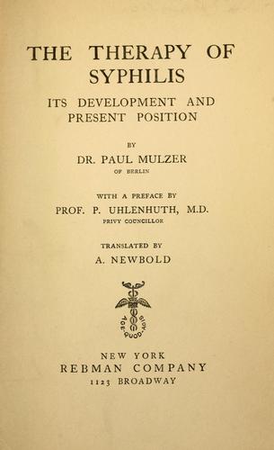 The therapy of syphilis