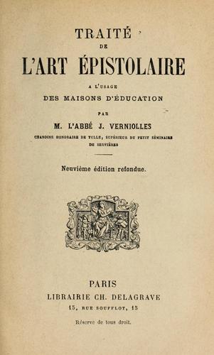 Traité de l'art épistolaire à l'usage des maisons d'éducation