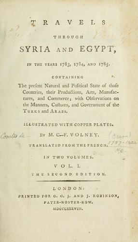 Travels through Syria and Egypt, in the years 1783, 1784, and 1785