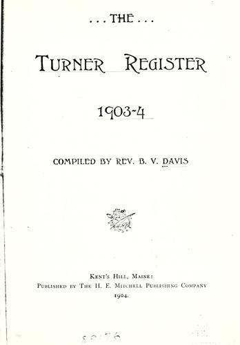 The Turner register, 1903-4