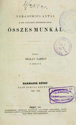 Verancsics Antal összes munkái