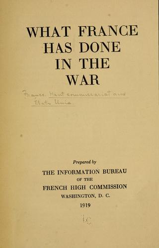 What France has done in the war