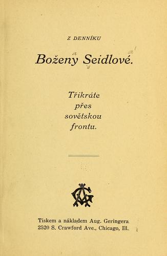 Z denníku Bozeny Seidlové