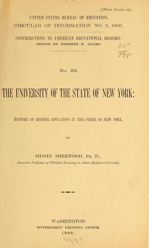 The University of the state of New York: History of higher education in the state of New York