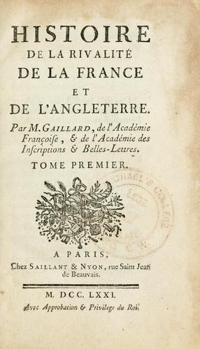 Histoire de la rivalité de la France et de l'Angleterre