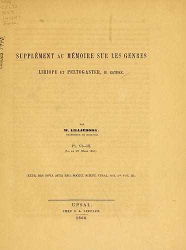 Supplément au mémoire sur Les genres Liriope et Peltogaster, H. Rathke
