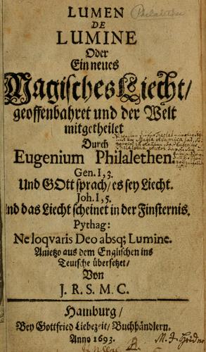 Lumen de lumine, oder, Ein neues magisches Liecht