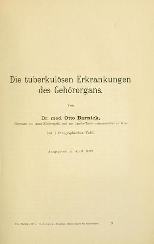 Die tuberkulösen Erkrankungen des Gehörorgans