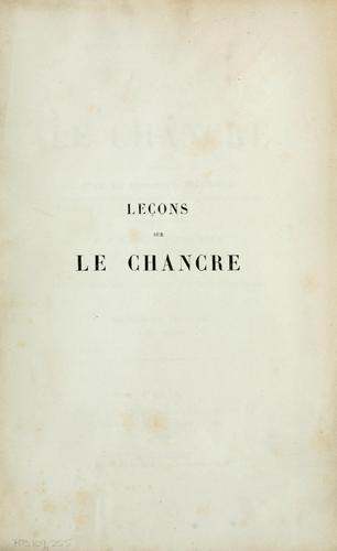 Leçons sur le chancre