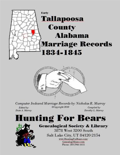 Early Tallapoosa County Alabama Marriage Records 1834-1845