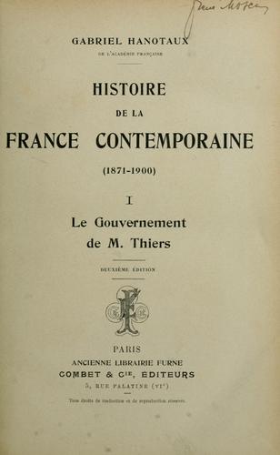 Histoire de la France contemporaine, (1871-1900)