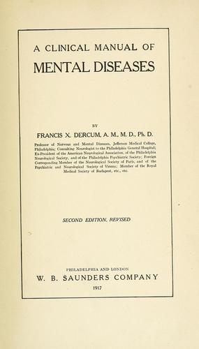 A clinical manual of mental diseases