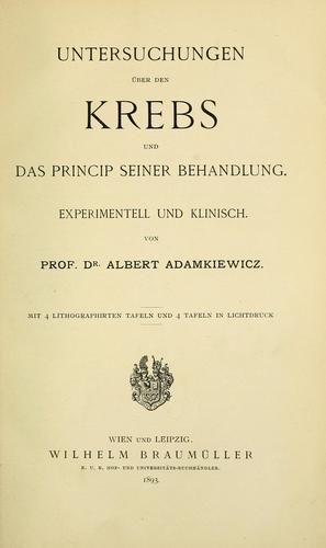 Untersuchungen über den Krebs
