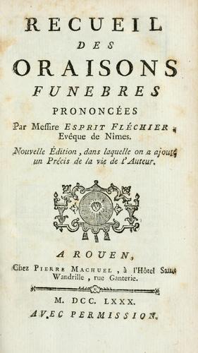 Recueil des oraisons funebres