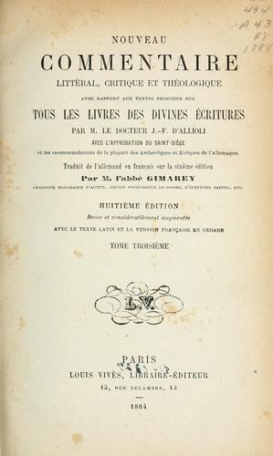 Nouveau commentaire lettéral, critique et théologique