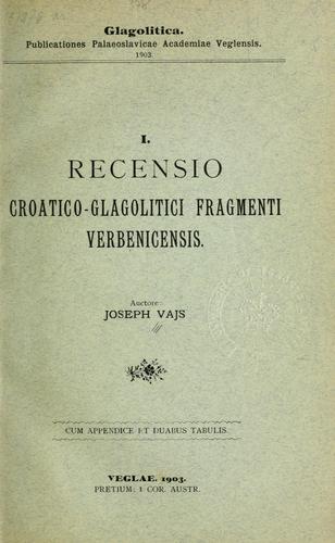 Recensio croatico-glagolitici fragmenti verbenicensis