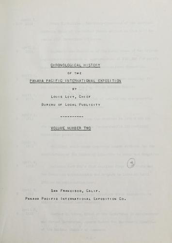 Chronological history of the Panama-Pacific International Exposition