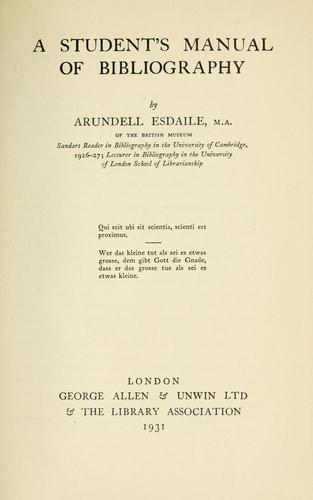 A student's manual of bibliography