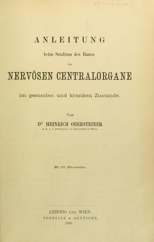 Anleitung beim Studium des Baues der Nervösen Centralorgane